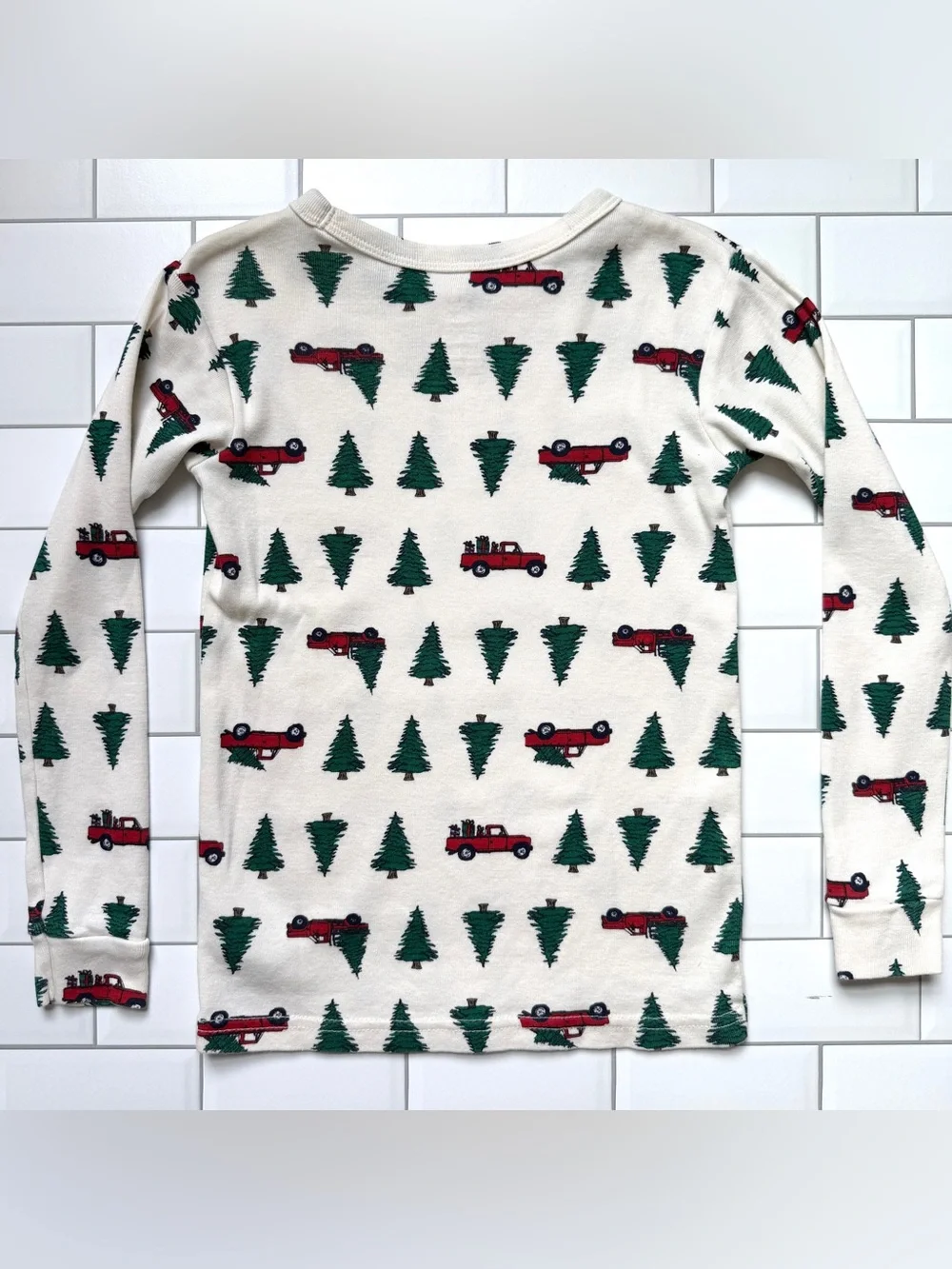 6🌲 GAP Kids Organic Cotton Red Pickup Truck & Green Christmas Trees PJ Set